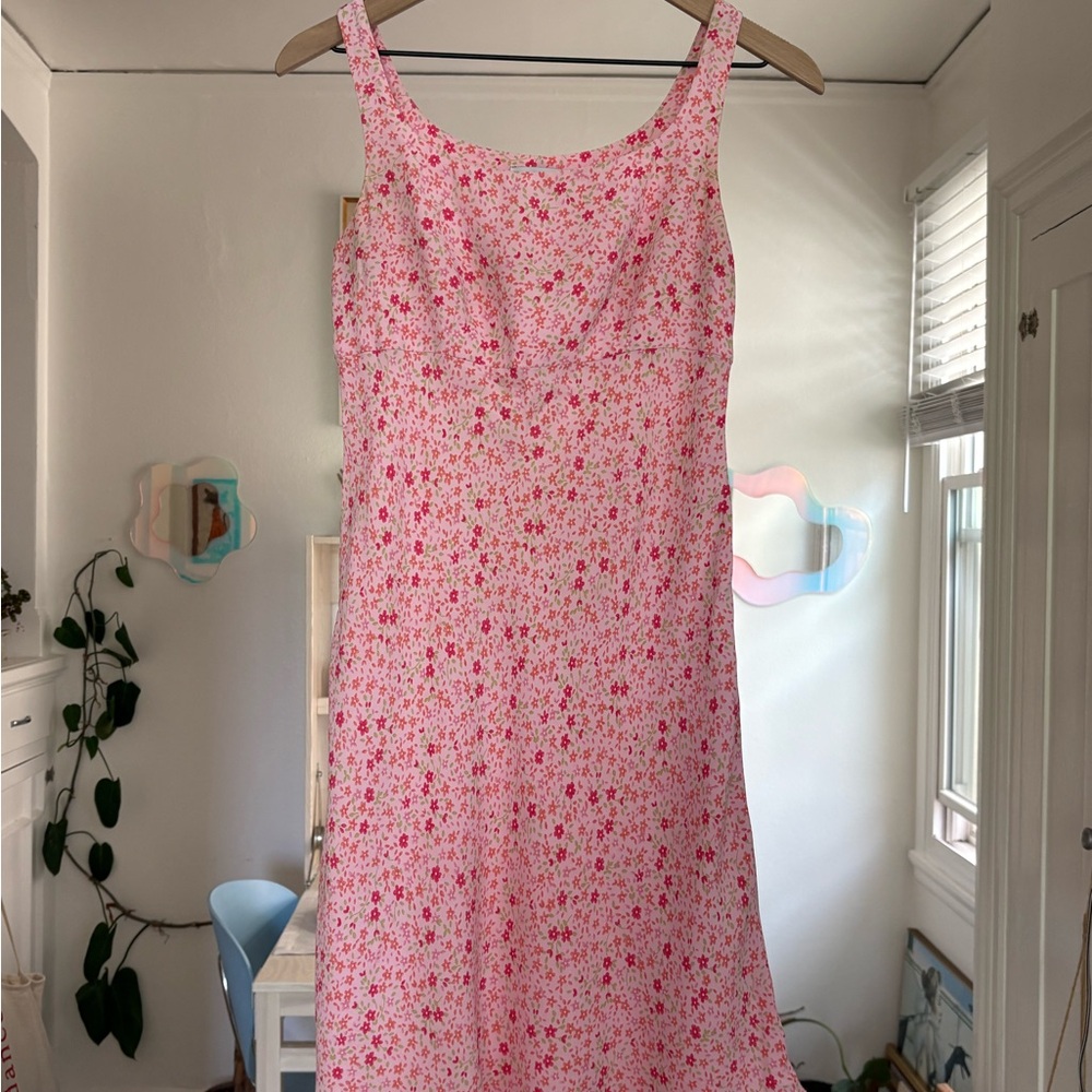 Cottagecore Ann Taylor Loft Pink Floral Midi Dress - Size 2
